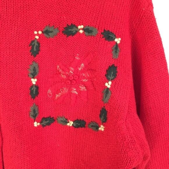 Vintage Christmas Sweater Red Cardigan Large - Picture 10 of 10
